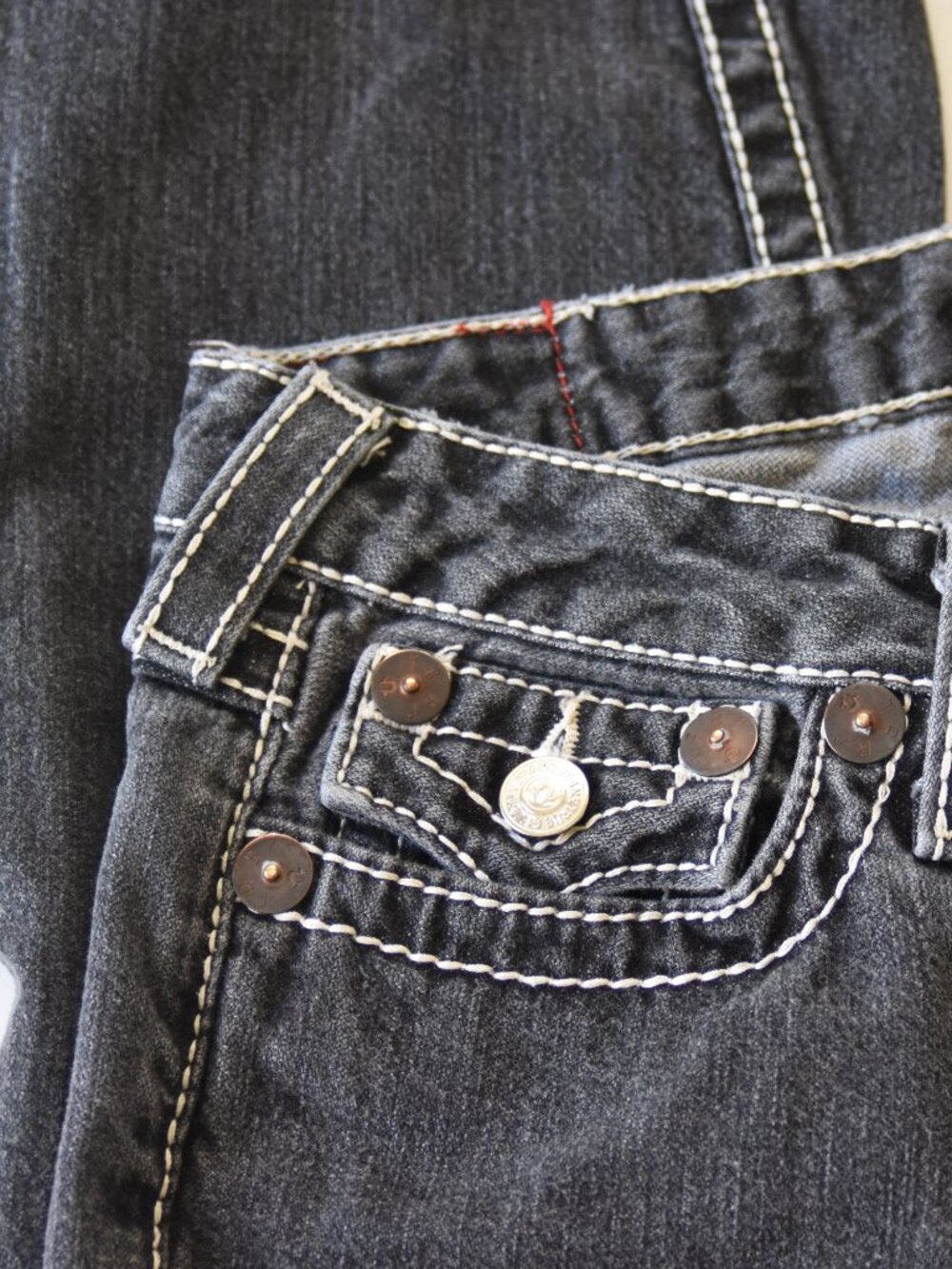 Vtg True Religion Joey Big T Flare Jeans Women's 27 MADE IN USA Y2K Twisted Seam - Picture 7 of 11